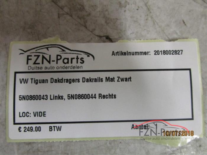 VW Tiguan 5N0 Dak rails dragers mat zwart set links rechts