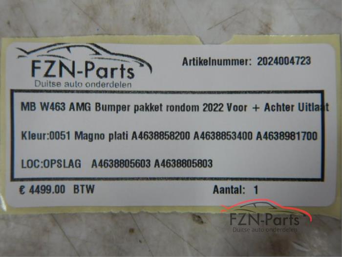 Mercedes-Benz W463 AMG G63 Bumper Pakket rondom 2022 Voor + achter + uitlaat 6PDC
