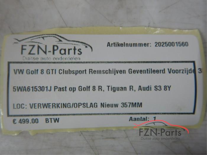 VW Golf 8 R / GTI Clubsport Remschijven Geventileerd Voorzijde