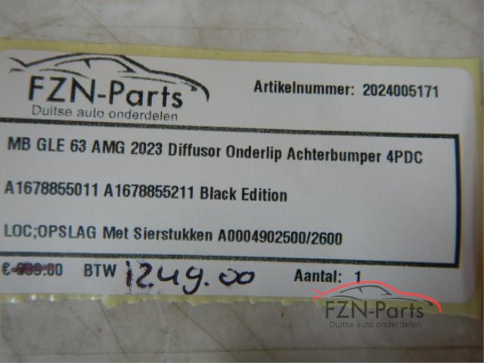 Mercedes-Benz GLE-Klasse GLE63 AMG 2023 Diffusor onderlip Achterbumper 4PDC