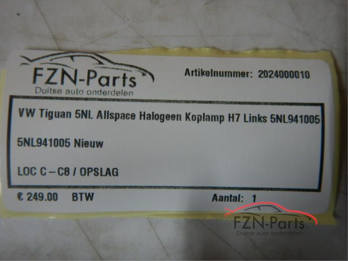 VW Tiguan 5NL Allspace Halogeen Koplamp H7 Links