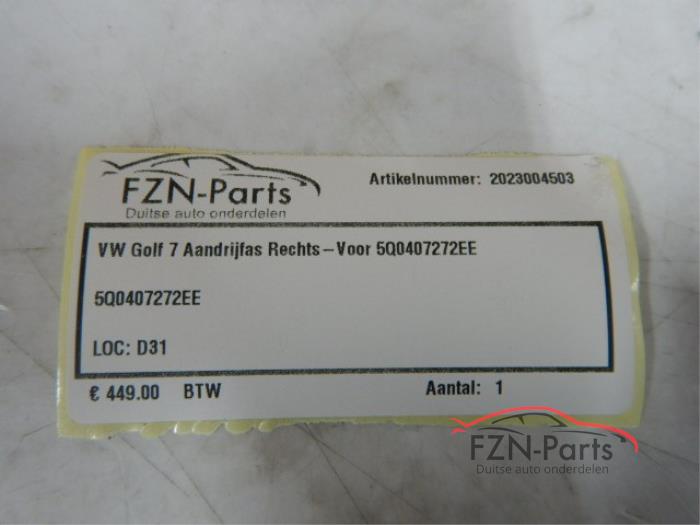 VW Golf 7 Aandrijfas Rechts-Voor