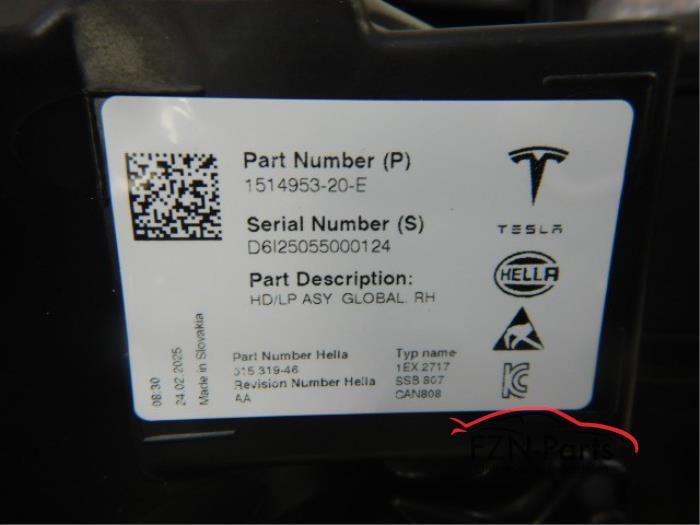 Tesla Model 3 Facelift VOLLED koplamp Rechts