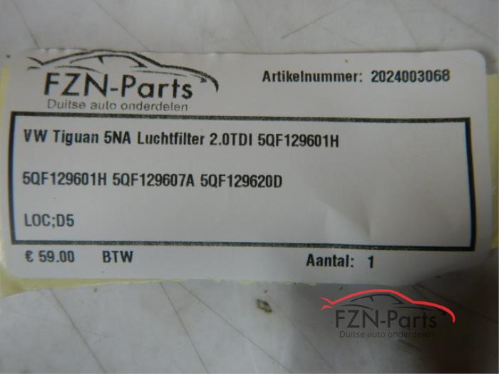 VW Tiguan 5NA Luchtfilter 2.0 TDI