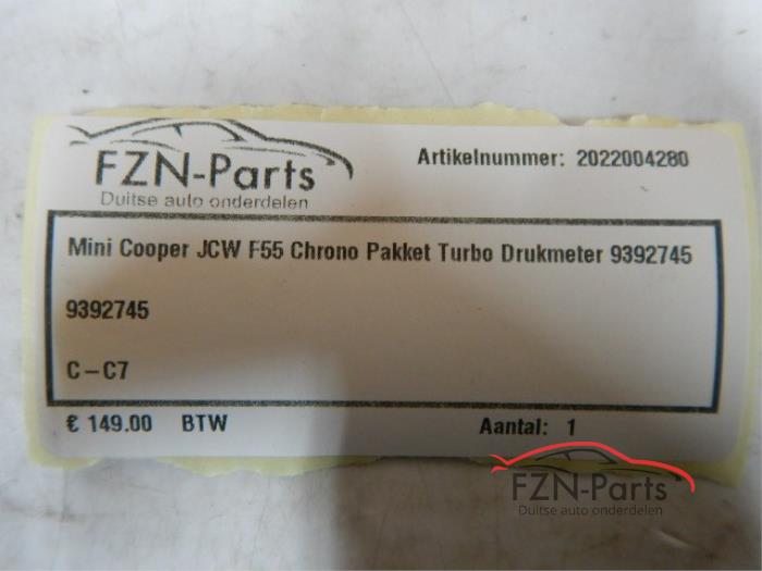 Mini Cooper JCW F55 Chrono Pakket Turbo Drukmeter