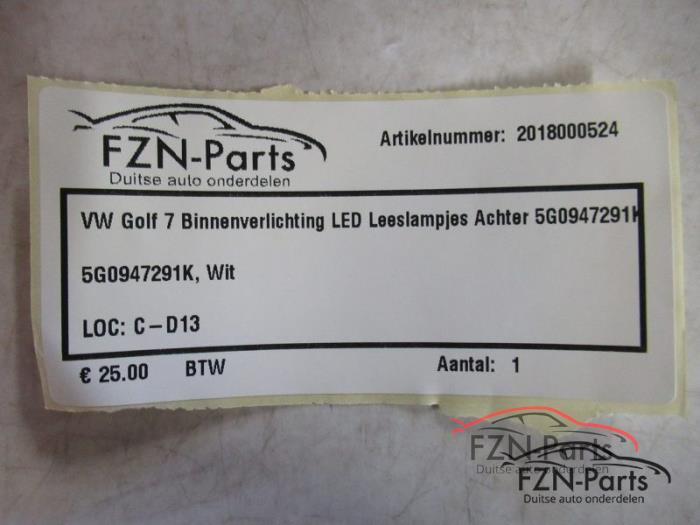 VW Golf 7 Binnenverlichting LED Leeslampjes Achter