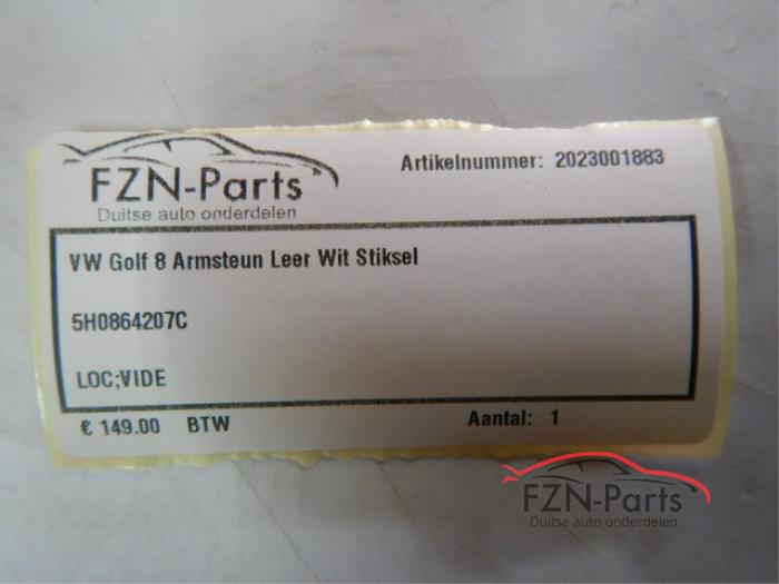 VW Golf 8 Armsteun Leer Wit Stiksel