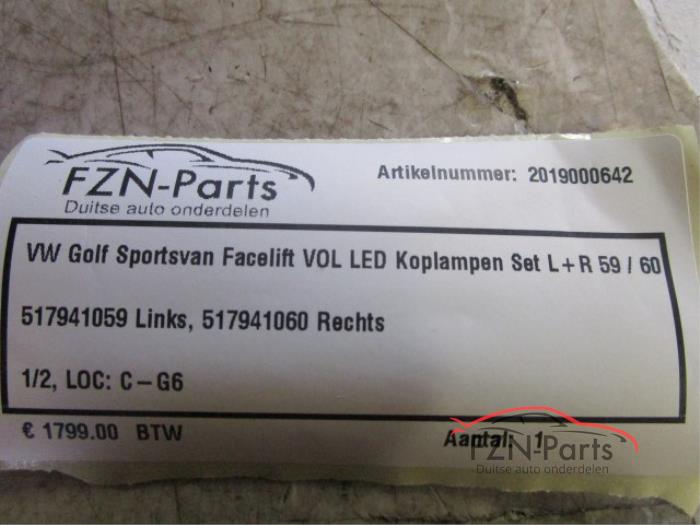VW Golf Sportsvan Facelift VOL LED Koplampen Set L+R 59 / 60