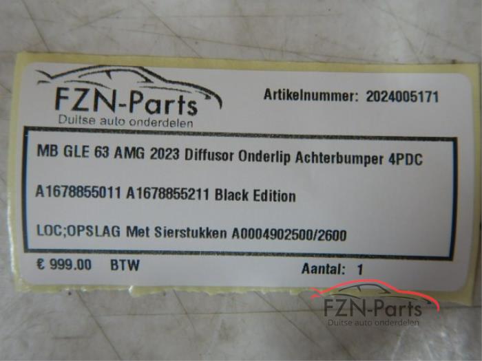 Mercedes-Benz GLE-Klasse GLE63 AMG 2023 Diffusor onderlip Achterbumper 4PDC