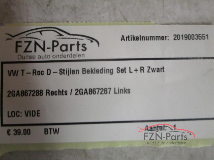 VW T-Roc 2GA C-stijlen afdekkap bekleding set zwart