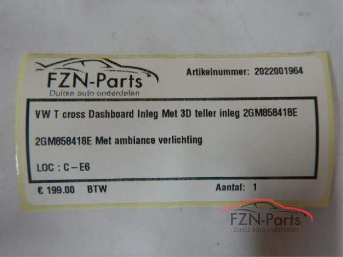 VW T-Cross Dashboard Inleg Met Teller Inleg