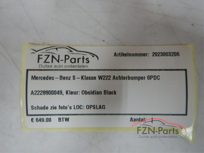 Mercedes-Benz S-Klasse W222 Achterbumper 6PDC