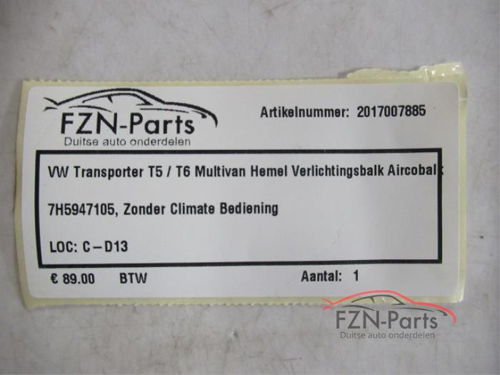 VW Transporter T5/T6 Multivan Hemel Verlichtingsbalk Aircobalk