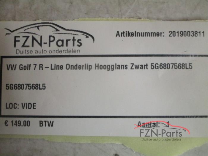 VW Golf 7 R-Line Onderlip Hoogglans Zwart