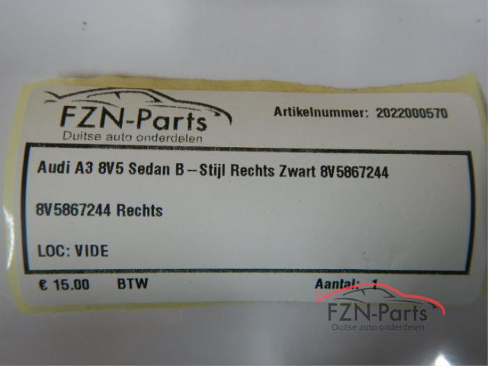 Audi A3 8V5 Sedan B-Stijl Rechts Zwart