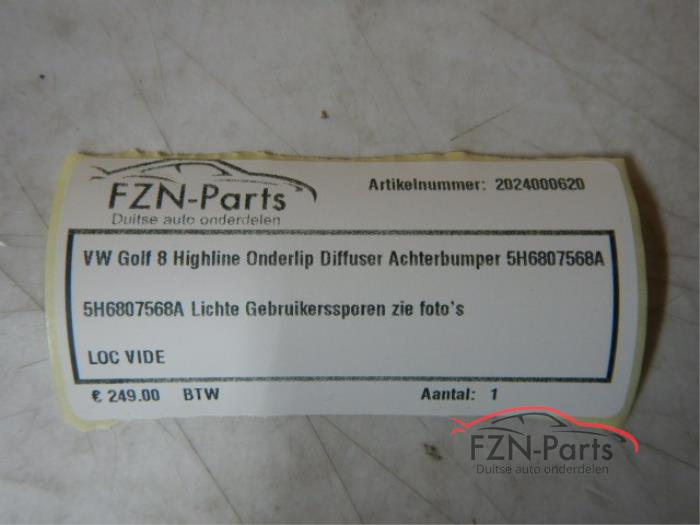 VW Golf 8 Highline Onderlip Diffuser Achterbumper
