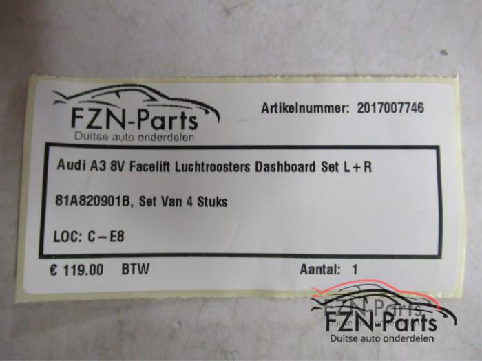 Audi A3 8V Facelift Luchtroosters Dashboard Set L+R