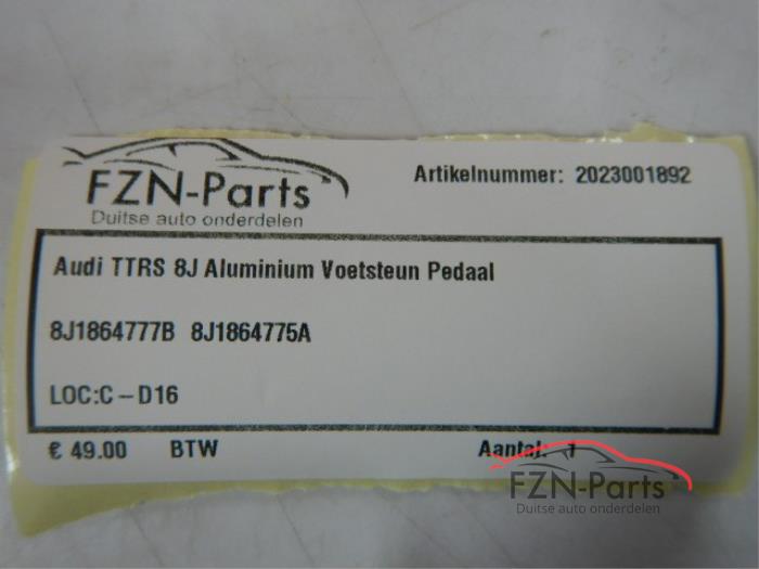 Audi TTRS 8J Aluminium Voetsteun Pedaal