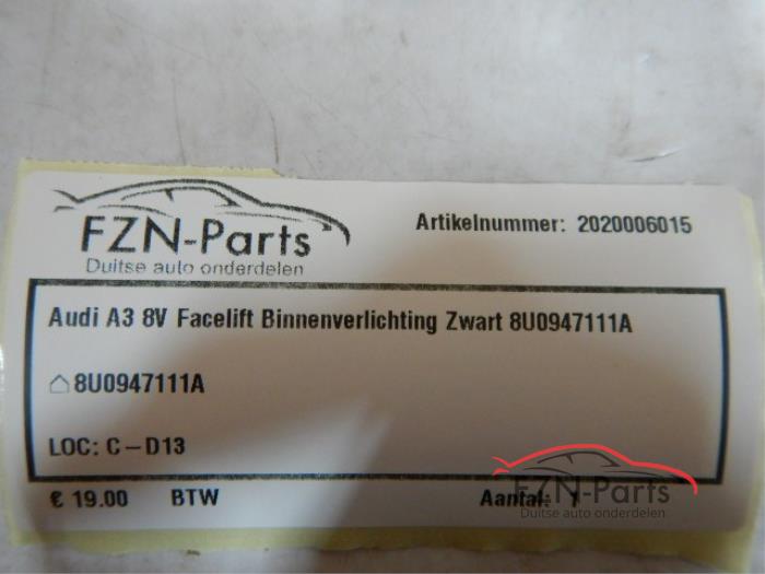 Audi A3 8V Facelift Binnenverlichting Zwart