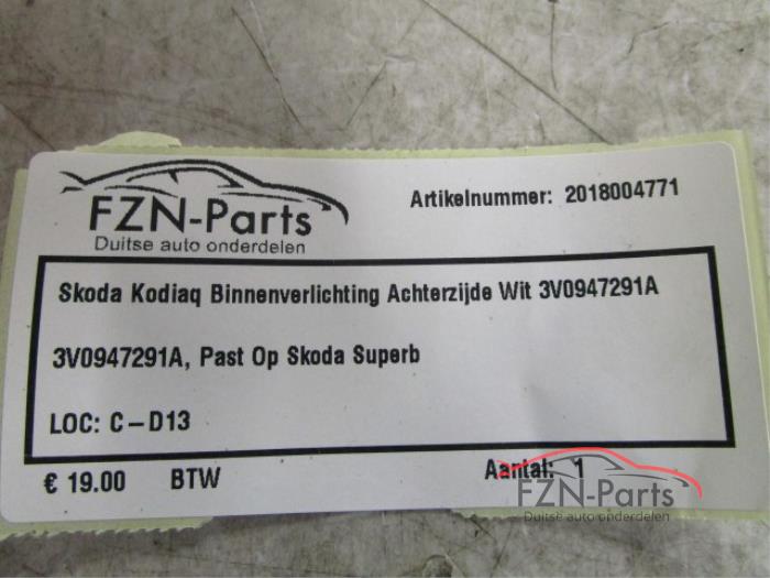Skoda Kodiaq Binnenverlichting Achterzijde Wit