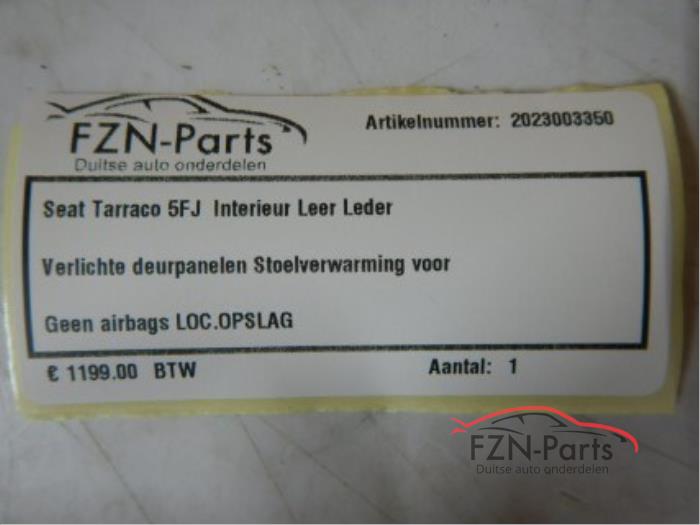 Seat Tarraco 5FJ Interieur Leer Leder Leren Verlichte deurpanelen Stoelverwarming