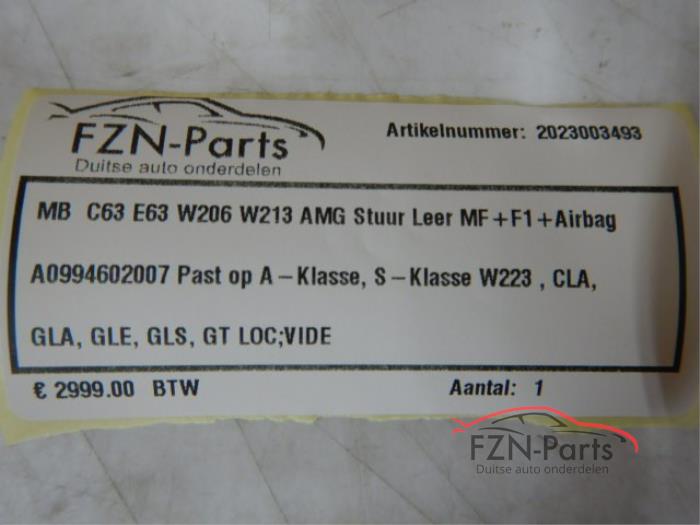 Mercedes-Benz C63 E63 W206 W213 AMG Stuur Leer MF+F1+Airbag