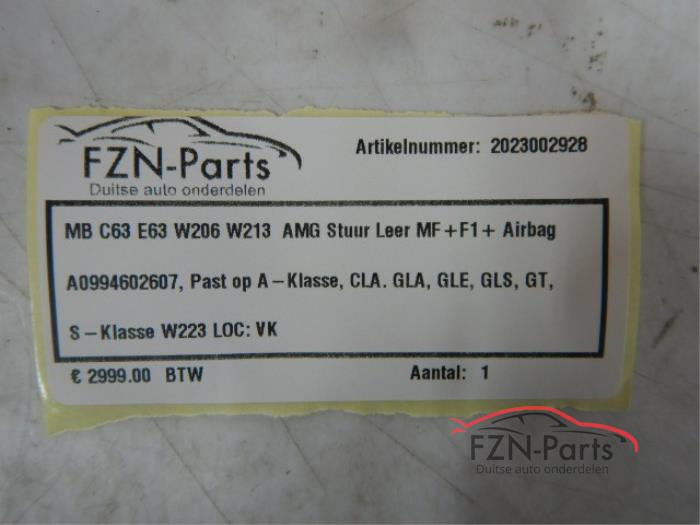 Mercedes-Benz C63 E63 W206 W213 AMG Stuur Leer MF+F1+Airbag