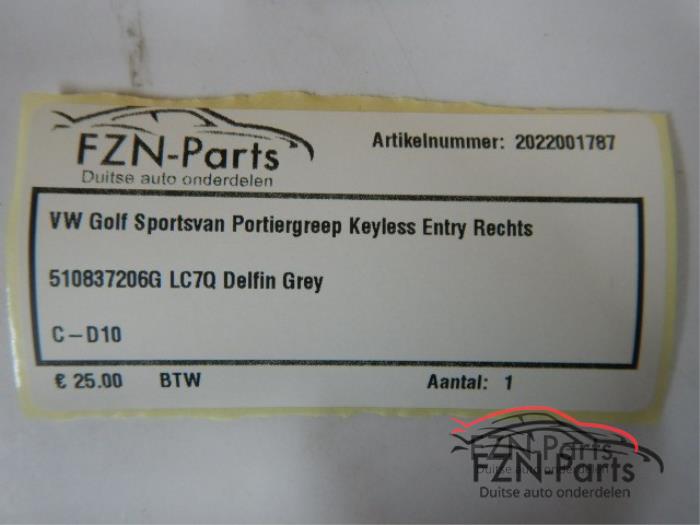 VW Golf Sportsvan Portiergreep Keyless Entry Rechts