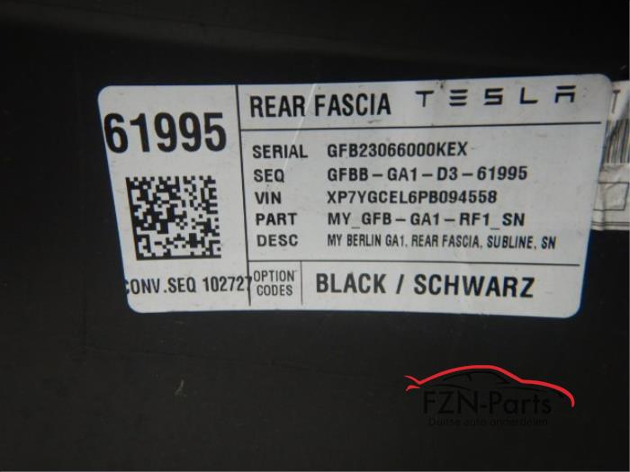 Tesla Model Y Achterbumper Bumper Zwart