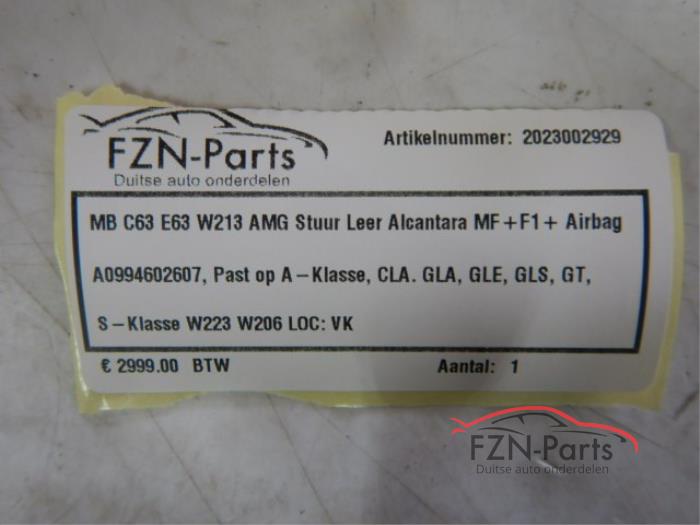 Mercedes-Benz C63 E63 W213 AMG Stuur Leer Alcantara MF+F1+Airbag