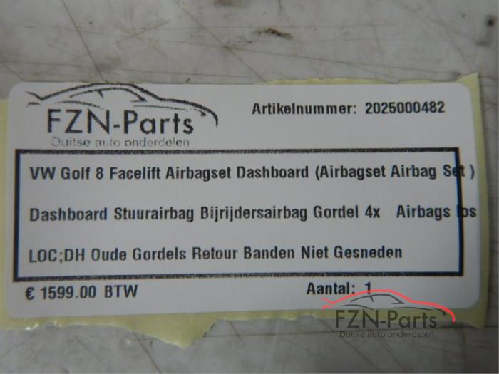 VW Golf 8 Facelift Airbagset Dashboard (airbagset) Airbags Gordels