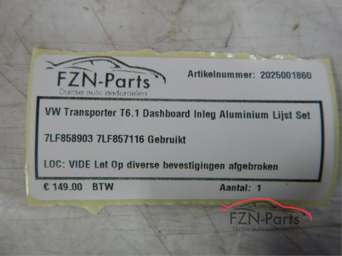 VW Transporter T6.1 Dashboard Inleg Aluminium Lijst Set
