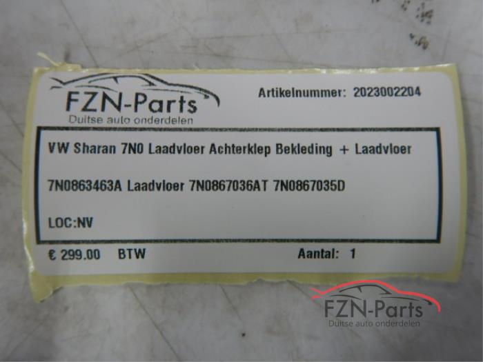VW Sharan 7N0 Laadvloer Achterklep Bekleding + Laadvloer