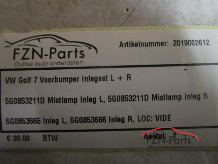 VW Golf 7 Voorbumper Inleg L+R