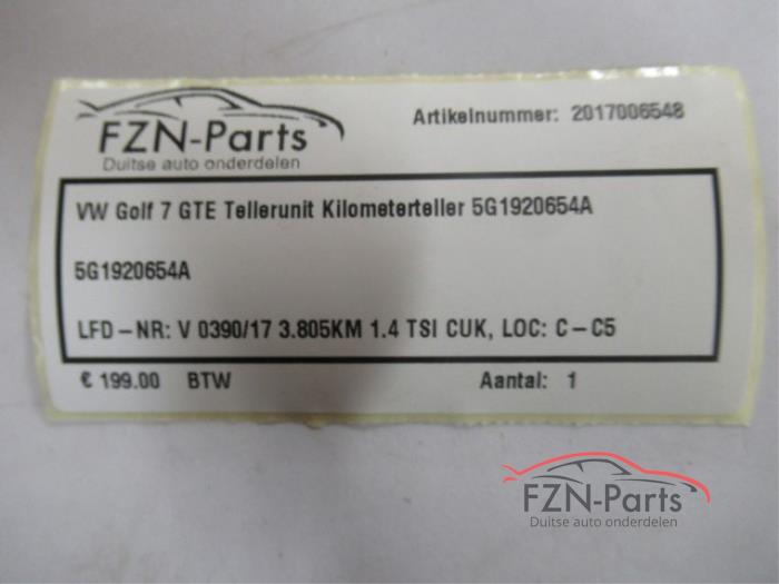 VW Golf 7 GTE Tellerunit Kilometerteller