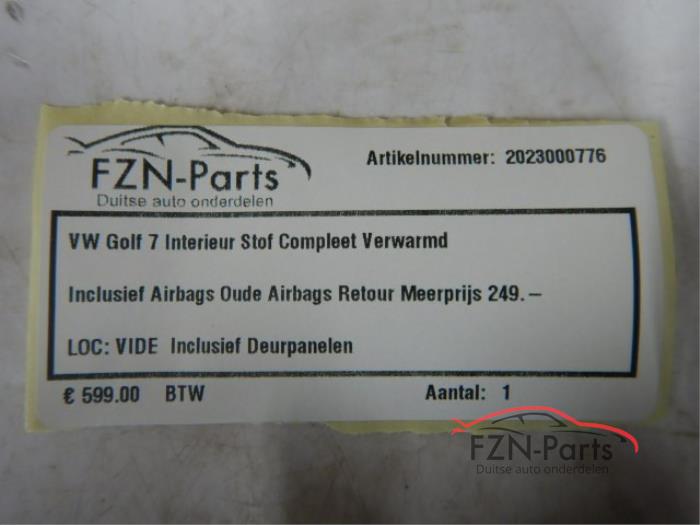 VW Golf 7 Interieur Stof Compleet