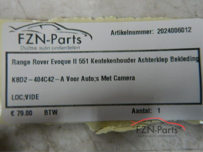 Range Rover Evoque L551 Kentekenhouder Achterklep Bekleding