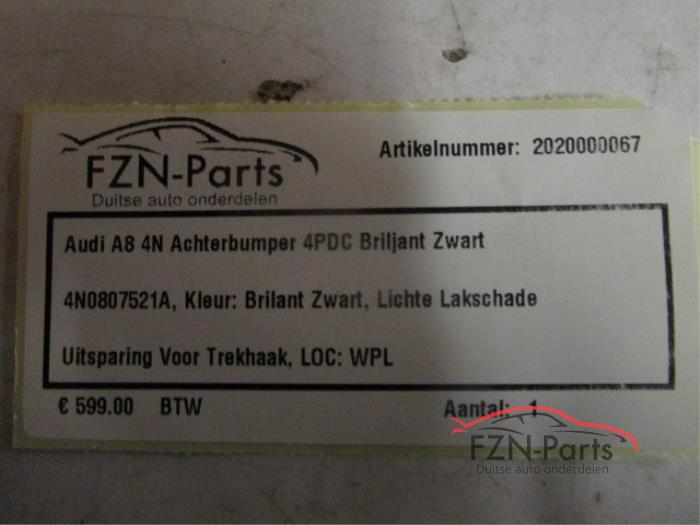 Audi A8 4N Achterbumper 4PDC Briljant Zwart