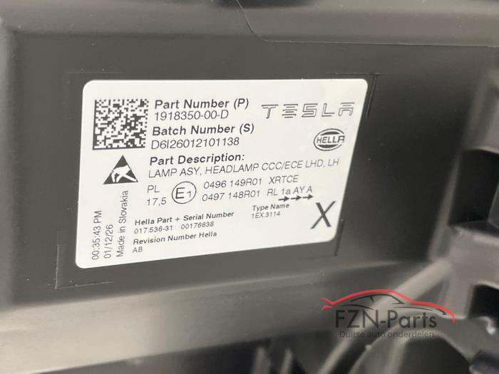 Tesla Model Y Facelift Koplamp Links