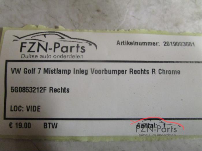 VW Golf 7 Mistlamp Inleg Voorbumper Rechts R