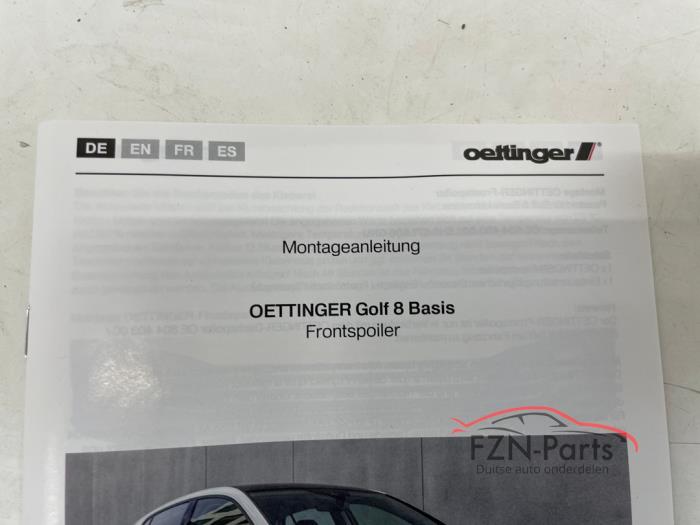 VW Golf 8 Oettinger Voorbumper Lip Spoiler voorbumper GRU