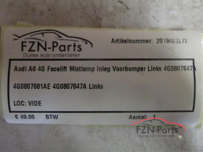Audi A6 4G Facelift Mistlamp Inleg Voorbumper Links