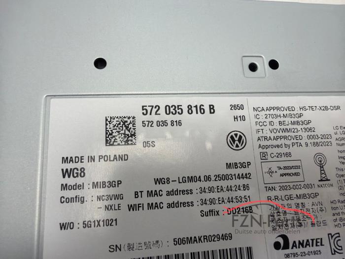 VW Golf 8 Multimedia Unit Navigatie Box