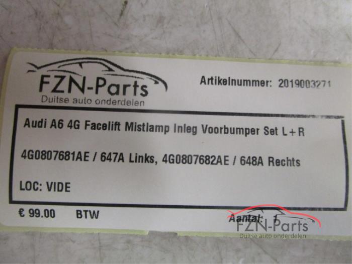 Audi A6 4G Facelift Mistlamp Inleg Voorbumper Set L+R