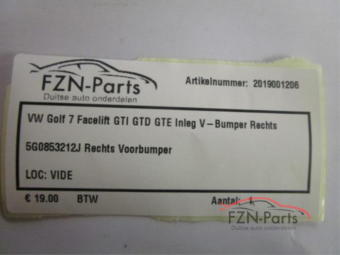 VW Golf 7 GTI GTD Afdekking rooster inleg voorbumper rechts
