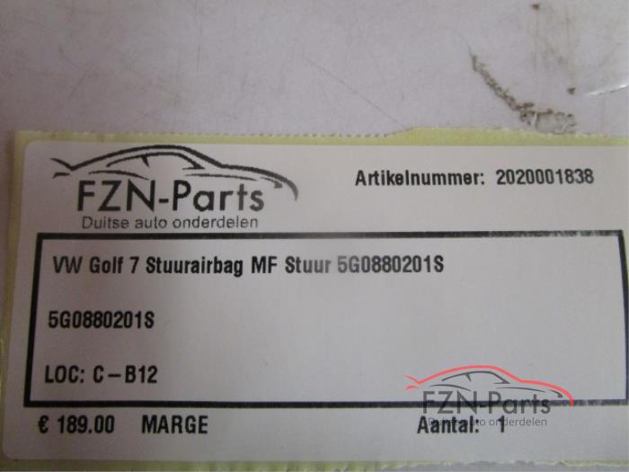 VW Golf 7 Stuurairbag MF Stuur