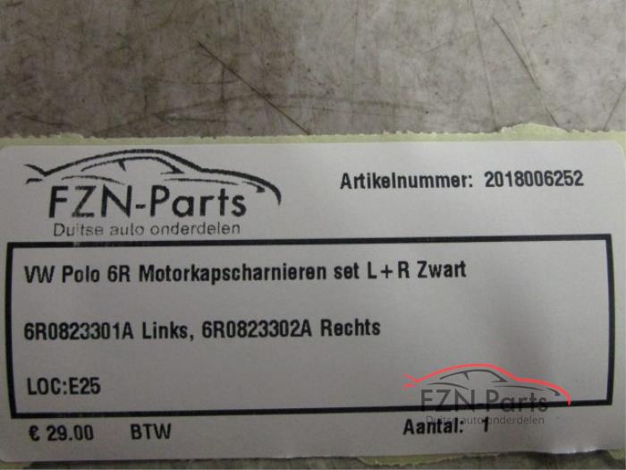 VW Polo 6R Motorkapscharnieren set L+R zwart