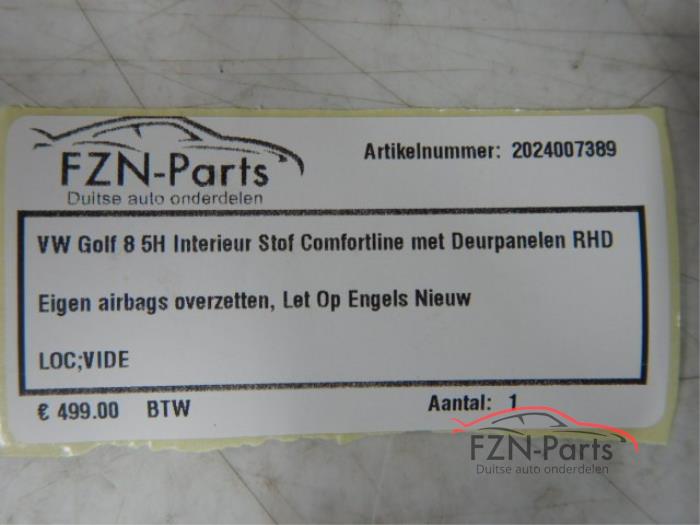 VW Golf 8 Interieur Stof Comfortline met Deurpanelen RHD