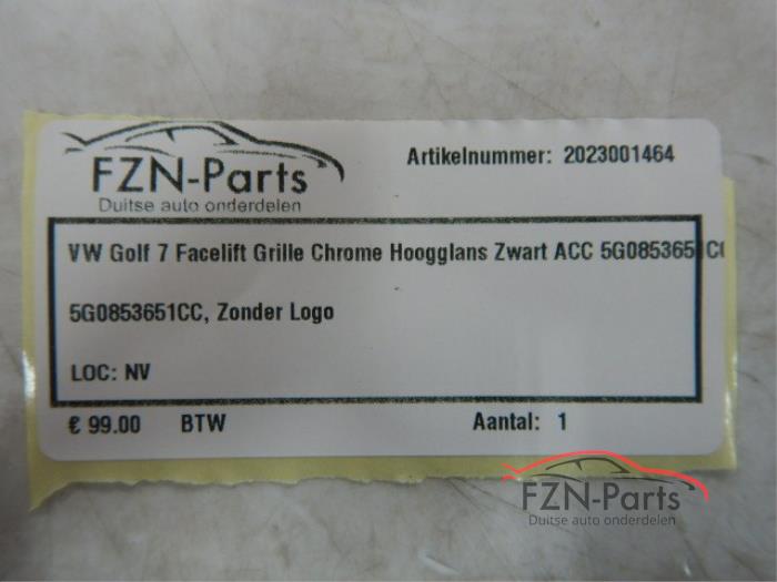 VW Golf 7 Facelift grille Chrome Hoogglans Zwart ACC