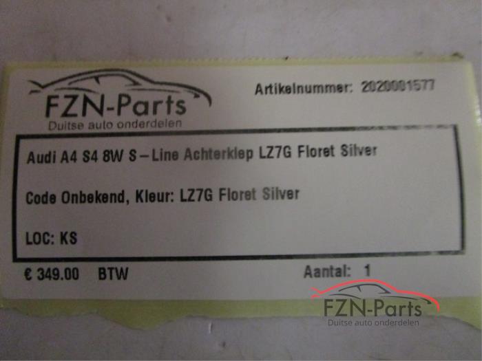 Audi A4 S4 8W S-Line Achterklep LZ7G Floret Silver